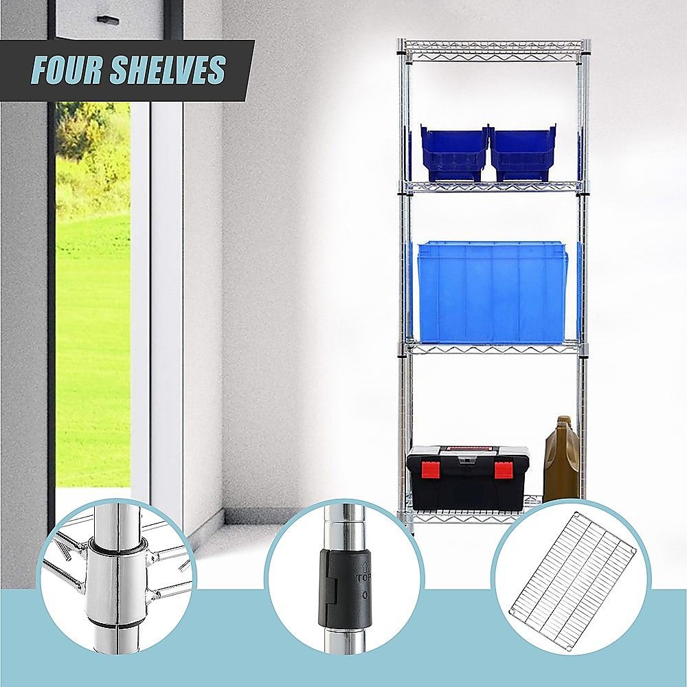 Wire Storage Rack – 35x35cm Chrome Shelving with Fixed Legs