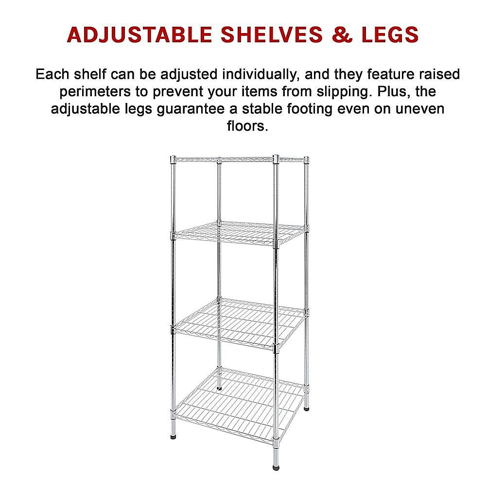 Wire Storage Rack – 35x35cm Chrome Shelving with Fixed Legs