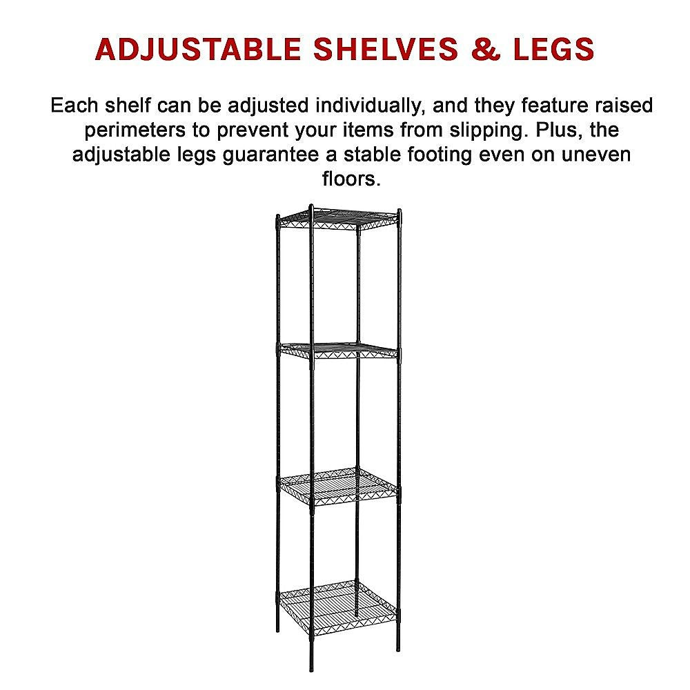 Wire Storage Rack – 35x35cm Black Shelving with Fixed Legs