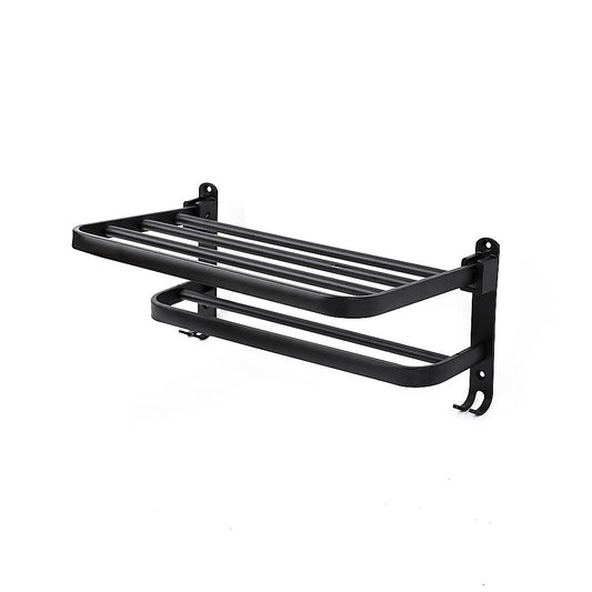 Towel Rack Folding Holder with Hook Accessories Wall Hanger Aluminium Bar Shelf