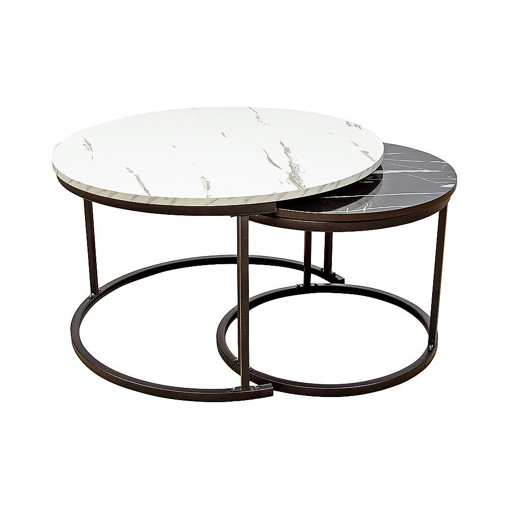 Coffee Table Round Marble Nesting Side Furniture