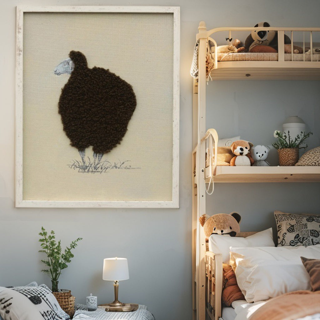 Cuddly Sheep Hand-Made Framed Canvas Wall Art 50cm