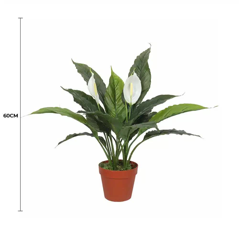 Artificial Spathiphyllum Peace Lily Plant with White Flowers 60cm