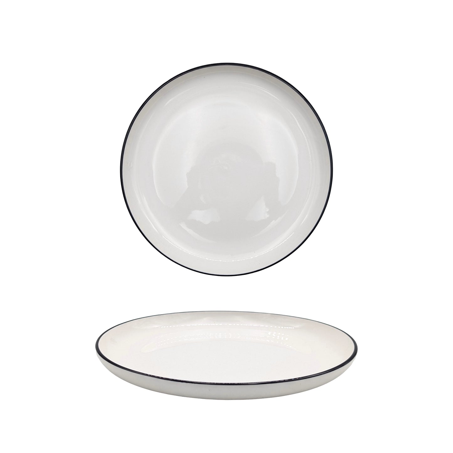 bulk 24 Sorrento Porcelain Side Plate w Black Rim 20cm