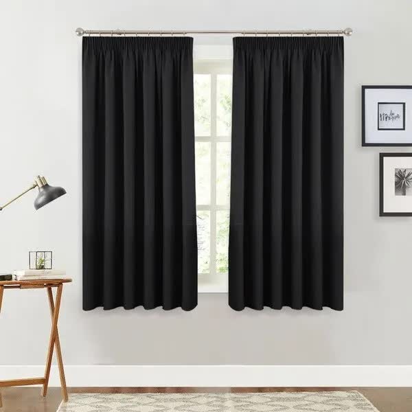 100% Blockout Curtain 137x160cm PINCH PLEAT Blackout High Level Fabric Black