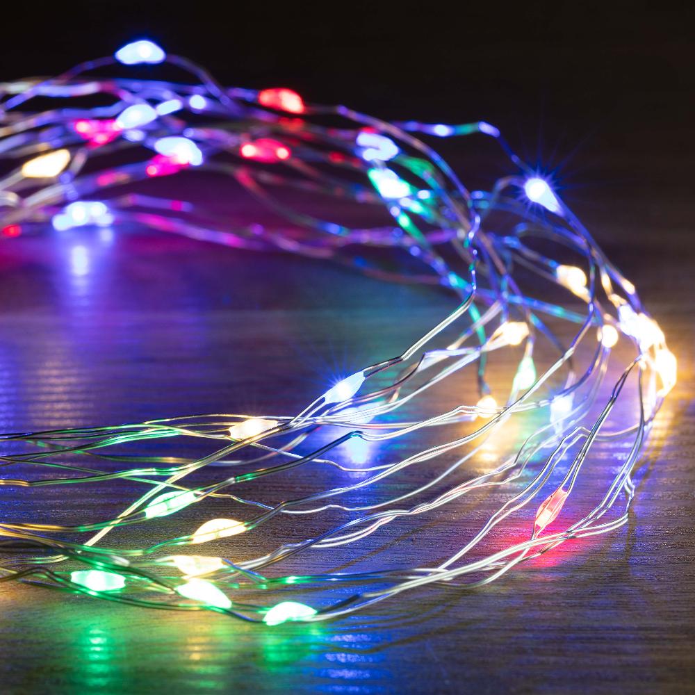 Battery Operated 100 LED Wire Pin Lights – 10m, available in 3 Colors - Cool White