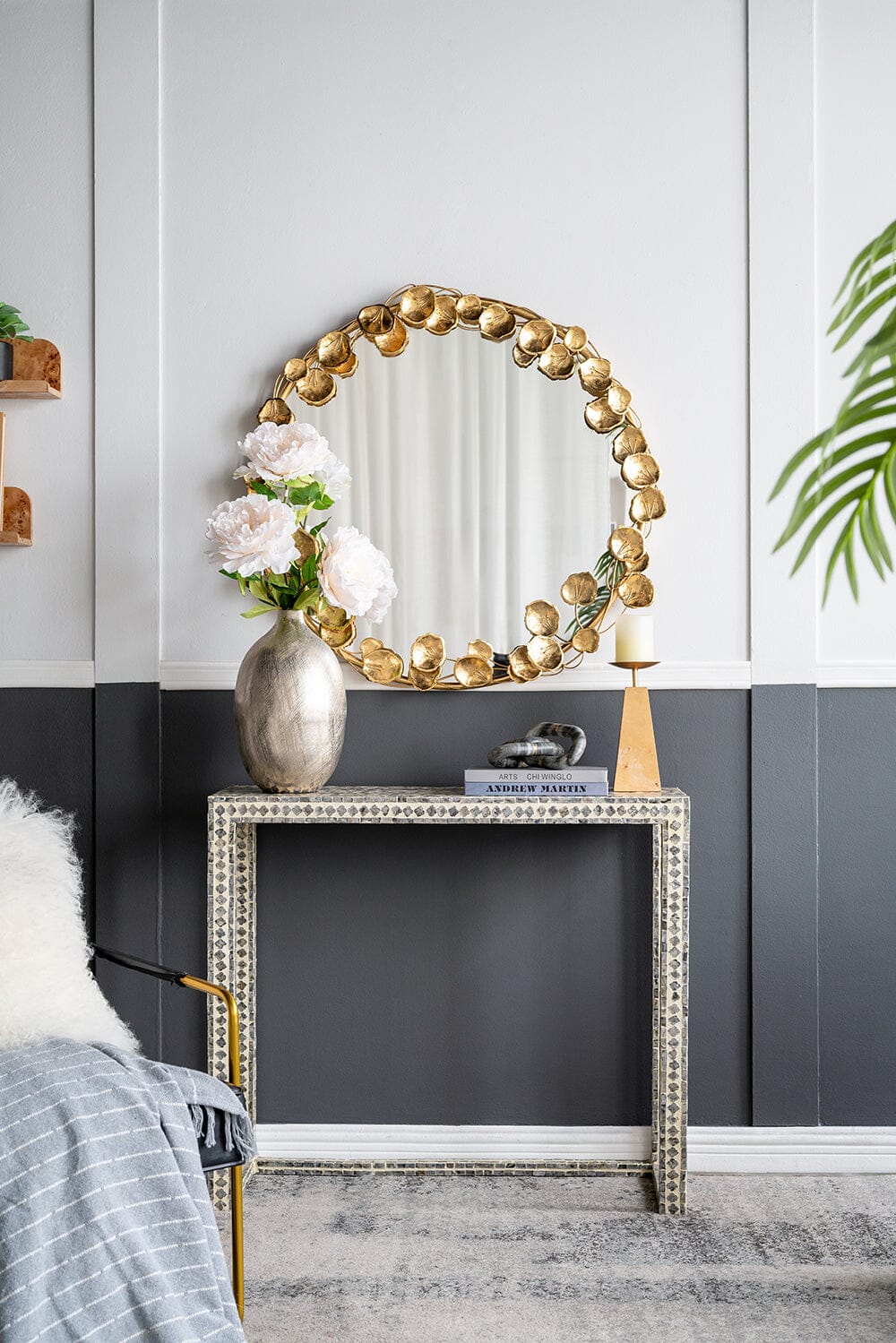 GOLD LEAF DESIGNER WALL MIRROR