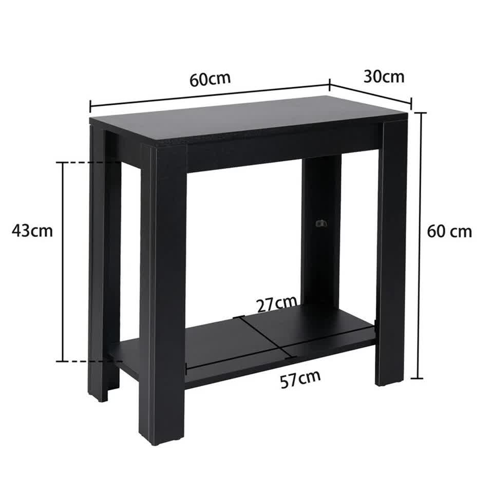 Rustic 2Tiers Side Table Open Accent Table Bedside Storage Slim Coffee End Table