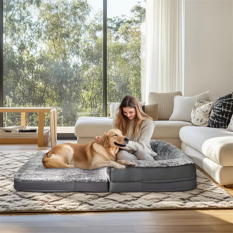XL Human Sized Dog Bed Foldable Orthopedic Pet Dog Sofa Couch Comfy Big Bean Bed