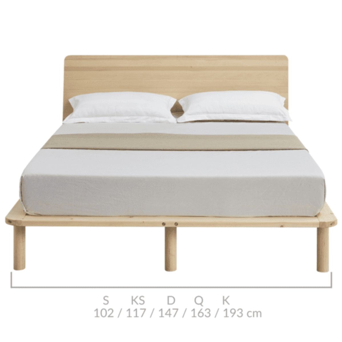 Natural Solid Wood Bed Frame Bed Base with Headboard King