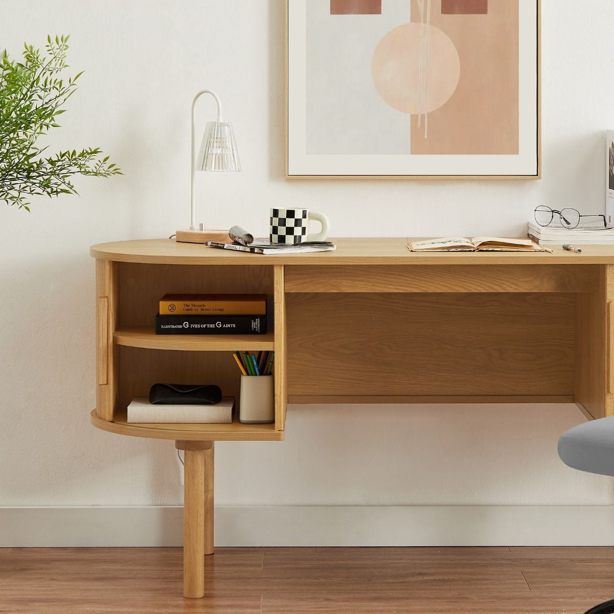 Tate Wooden Curved Desk