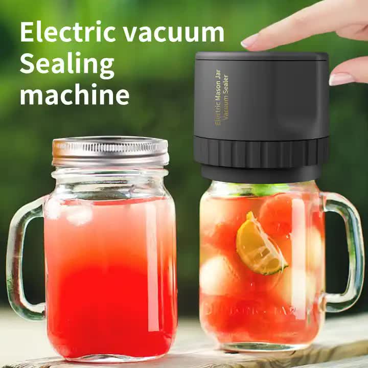 Portable Vacuum Sealer for Mason Jars, KZ-80S (Automatic stop) - Black Electric Food Preservation Machine with  LED Display