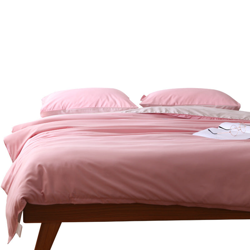 Dark Grey And Khaki Stitching Ultra-Soft Solid Color 4-Piece Bedding Set - Queen Size(Suitable for 2m bed)