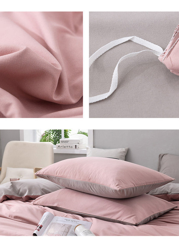 Mint Green And Grey Stitching Ultra-Soft Solid Color 4-Piece Bedding Set - Queen Size(Suitable for 2m bed)
