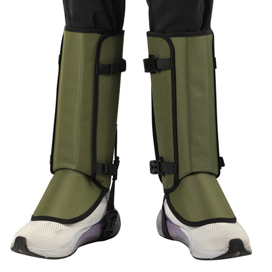 Green Outdoor Waterproof Leg Gaiters - Anti-Snake Bite & Scratch Protection Boot Covers - Breathable Nylon Oxford Leg Guards for Hiking Camping