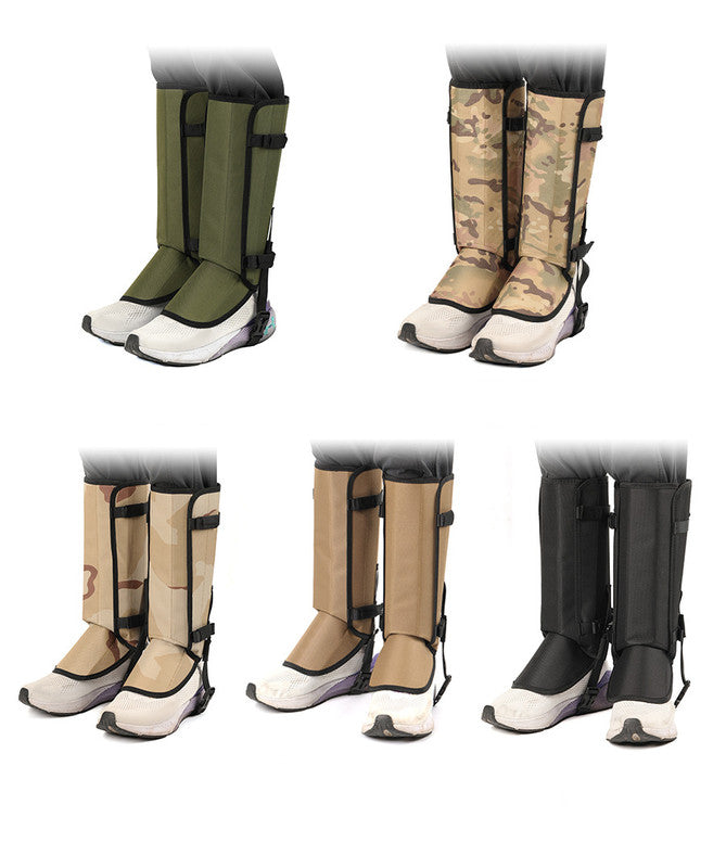 Camouflage khaki Outdoor Waterproof Leg Gaiters - Anti-Snake Bite & Scratch Protection Boot Covers - Breathable Nylon Oxford Leg Guards for Hiking Camping