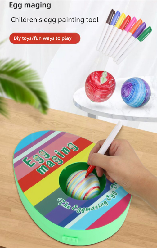 Easter Egg Decorating Kit Electric DIY Dinosaur Century Painting Machine with 8 Markers and 3 Toy Eggs Jurassic Set