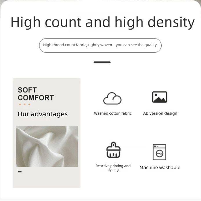Light grey and pink Washed Cotton Bedding Set - Solid Color Fitted Sheet Style, 4-Piece Set for 1.5m Bed, Includes 10 Random Color Quilt Fasteners(1.5m)