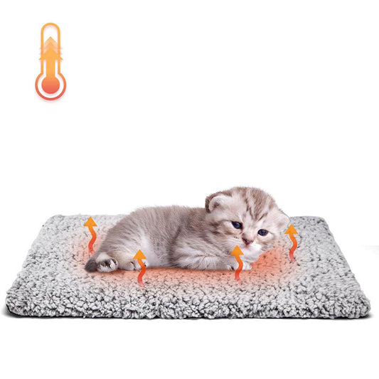 70 x 50 CM Self-Warming Thermal Pet Fluffy Mat with Machine Washable & Removable Zippered Cover - Waterproof Soft Cotton Fleece Bed for Dogs & Cats