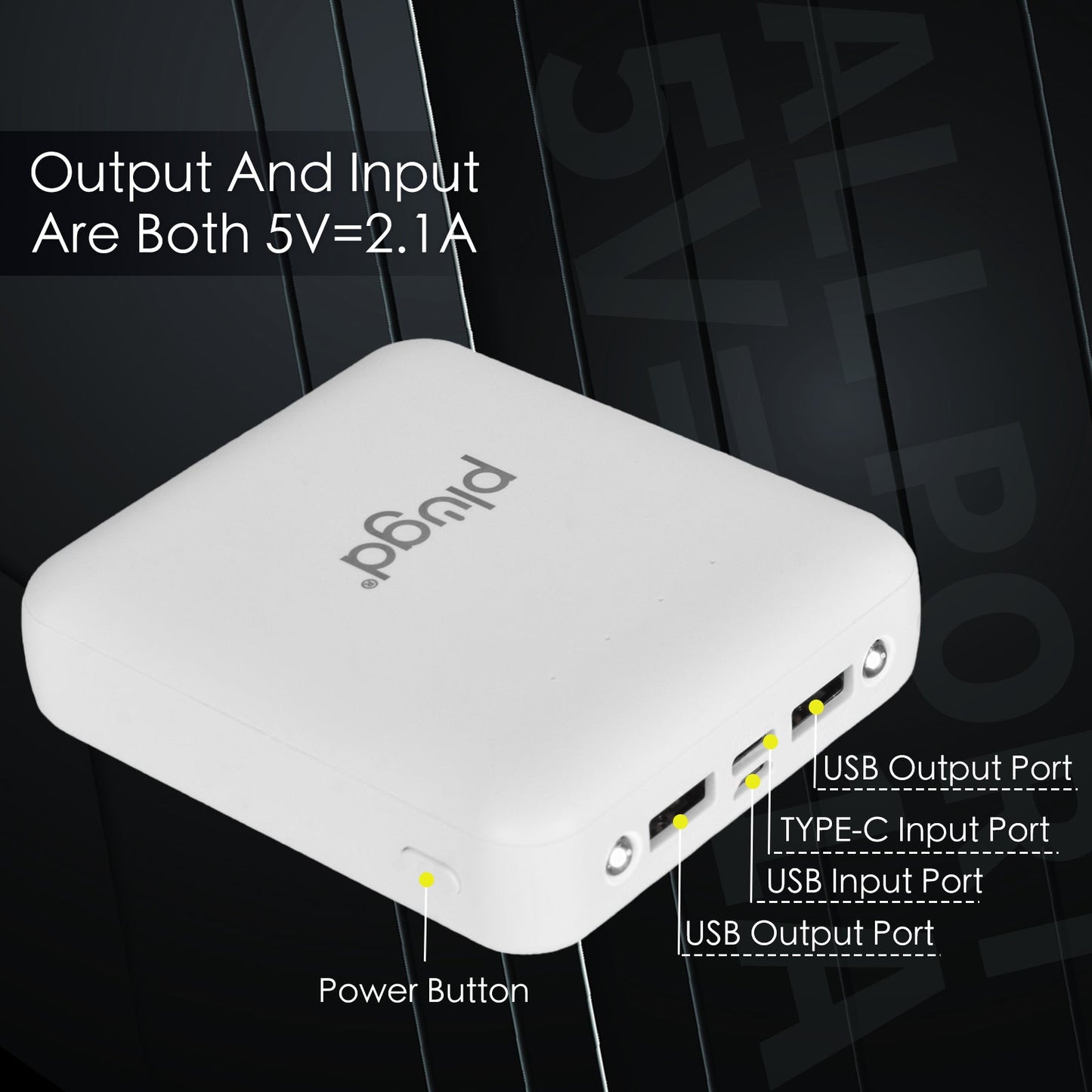 5000mAh Fast Charge Power Bank with 4 Built-in Cables and LED Lights