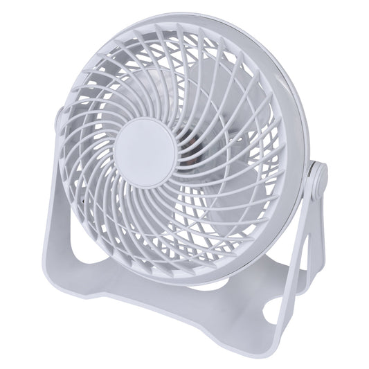 USB Powered Desk Fan – Portable 2-Speed Adjustable Angle Cooling Fan (White)