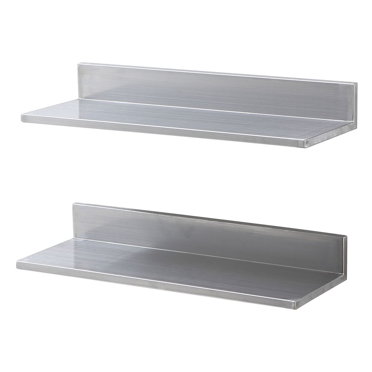 8.6" x 24" Stainless Steel Shelf, Wall Mounted Floating Shelving with Backsplash, 44 lbs Load Capacity Commercial Shelves, Heavy Duty Storage Rack for Restaurant, Kitchen, Bar, Home, and Hotel (2 Packs)