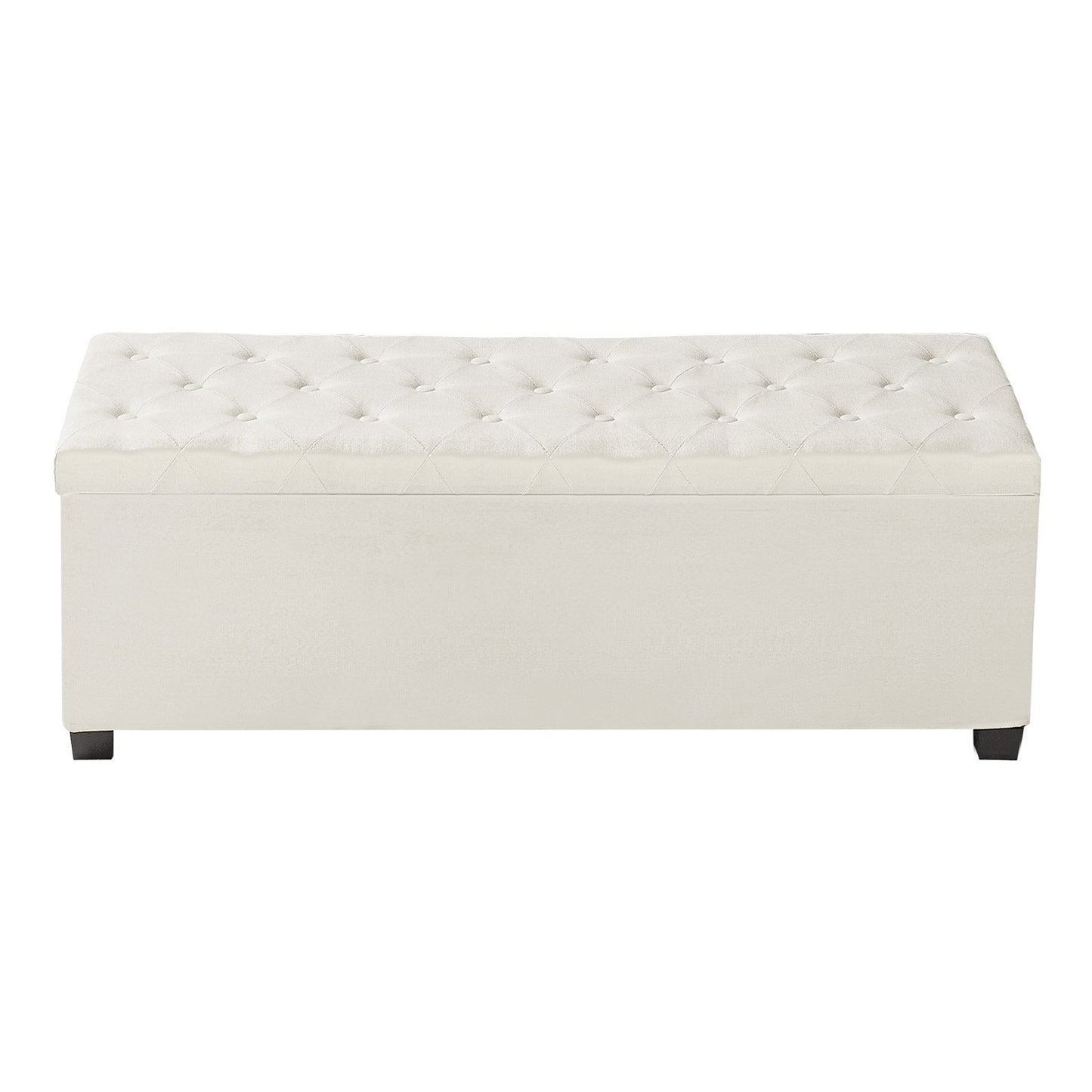 VEVOR Storage Ottoman Bench, Button-Tufted End of Bed Bench with Side Bags, Flip-up Upholstered Storage Chest with Metal Frame, Linen Bed Ottoman for Living Room, Bedroom, Entryway, Office, Beige