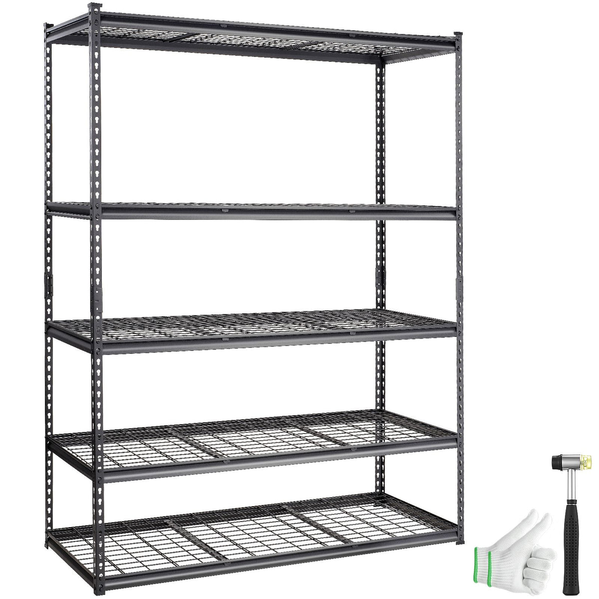 Storage Shelving Unit, 5-Tier Adjustable, 2000 lbs Capacity, Heavy Duty Garage Shelves Metal Organizer Wire Rack, Black, 60" L x 24" W x 78" H for Kitchen Pantry Basement Bathroom Laundry Closet