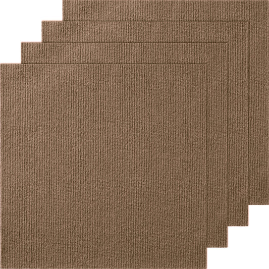 VEVOR Carpet Tiles Peel and Stick, Squares Self Adhesive Carpet Floor Tile, Soft Padded Carpet Tiles, Easy Install DIY for Bedroom Living Room Indoor Outdoor (10 Tiles, Dark Brown)