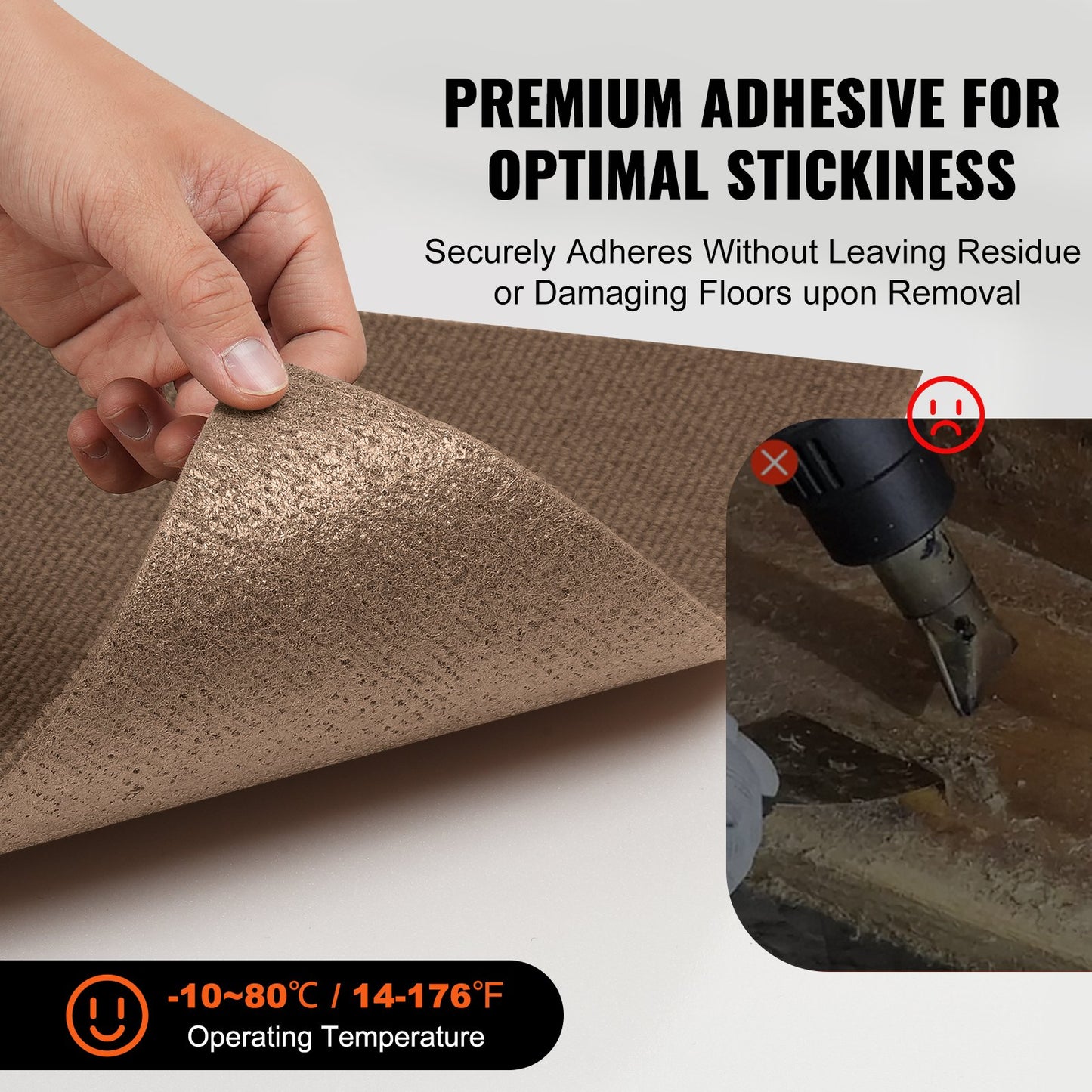 VEVOR Carpet Tiles Peel and Stick, Squares Self Adhesive Carpet Floor Tile, Soft Padded Carpet Tiles, Easy Install DIY for Bedroom Living Room Indoor Outdoor (10 Tiles, Dark Brown)