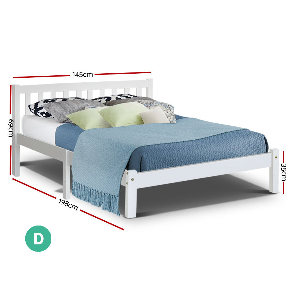 Artiss Bed Frame Double Size Wooden White SOFIE