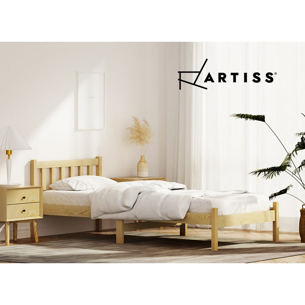 Artiss Bed Frame Single Size Wooden Oak SOFIE