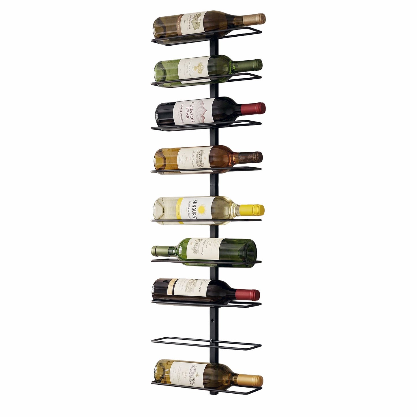 Artiss Wall Mounted Wine Rack 9 Bottles Display Storage Organizer Metal Black