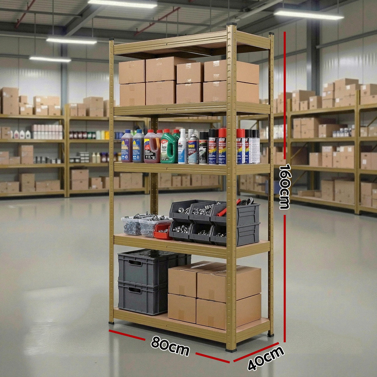 Giantz Garage Shelving 1.6X0.8m Warehouse Shelves Storage Rack Pallet Racking Yellow