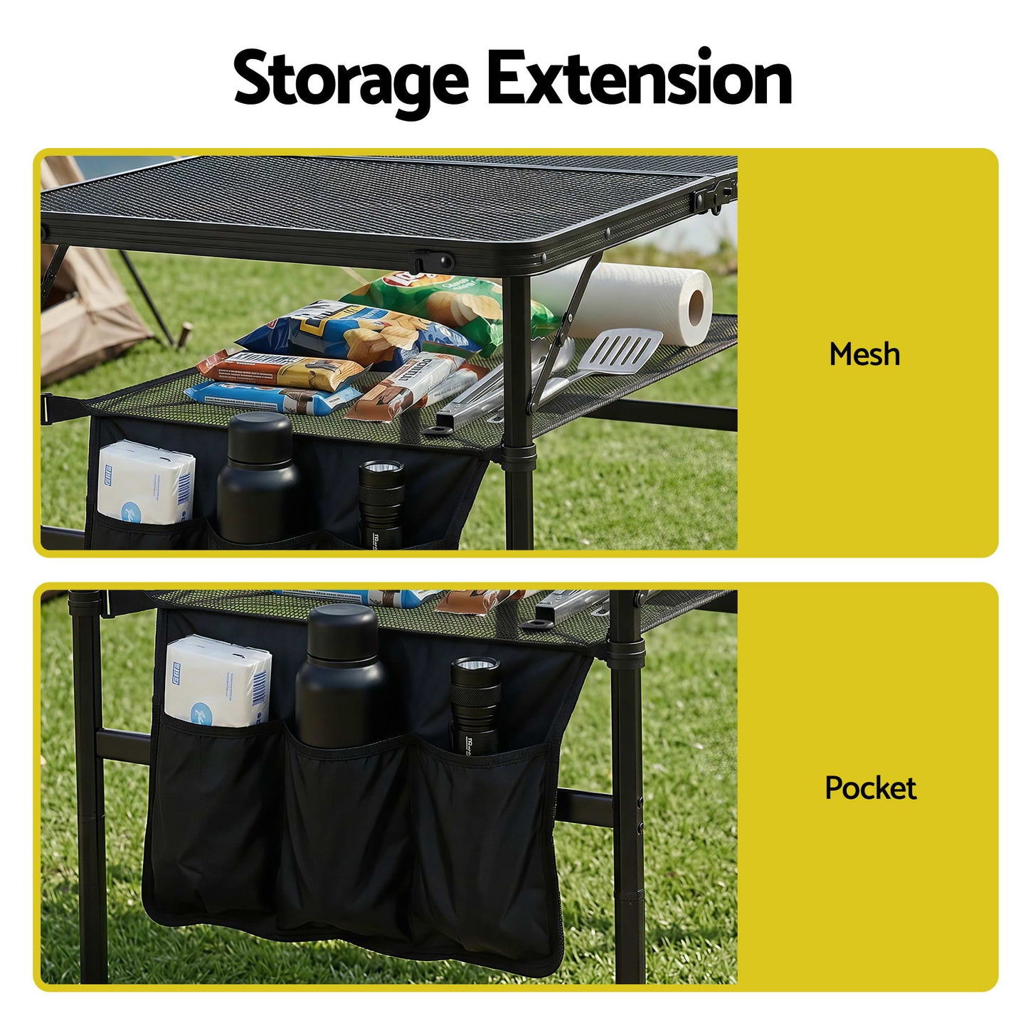 Gardeon BBQ Camp Table, 90*60*66 Portable Foldable Lightweight Grill Outdoor Metal Table 3.9kg