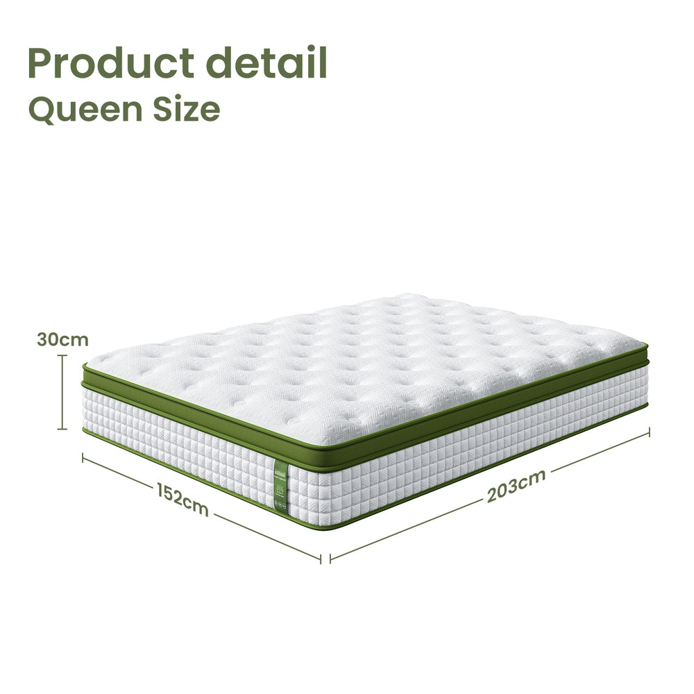 BedStory Queen 30cm Hybrid Mattress Cooling Gel Memory Foam 5 Zone Pocket Spring Bed Temperature Regulating