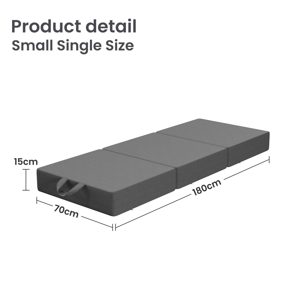 BedStory Folding Mattress Small Single Trifold Mattress Firm Support Foam Washable Cover 15cm