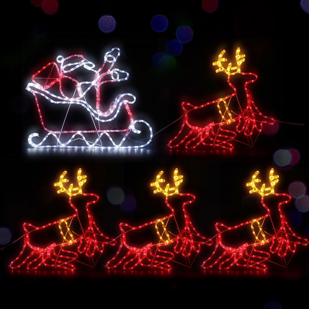 Jingle Jollys Christmas Lights Reindeer Sleigh 806 LED Decorations